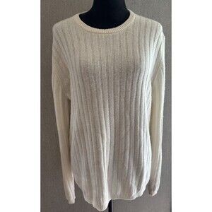 Sacks Fifth Avenue Knit Sweater White Med Mariano Blend Quiet Luxury Old Money